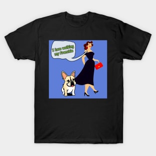 Chic Stroll: A Lady and Her Frenchie T-Shirt